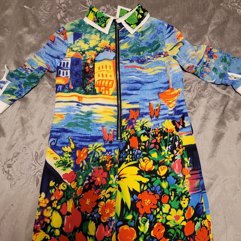 100% silk mini dress Size S - Picture 3 of 6